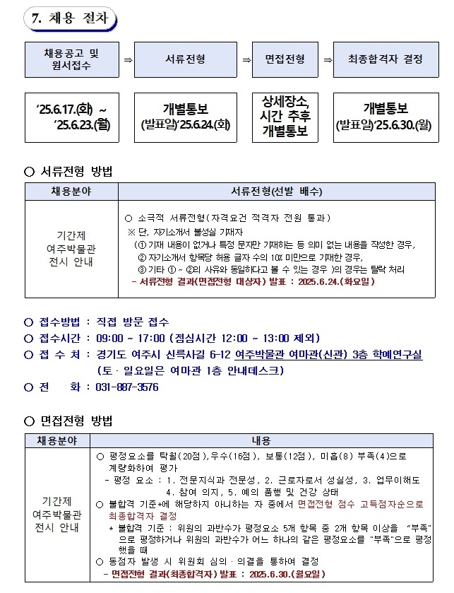 2025년 여주박물관 기간제 근로자 채용 공고문_(전시안내)4